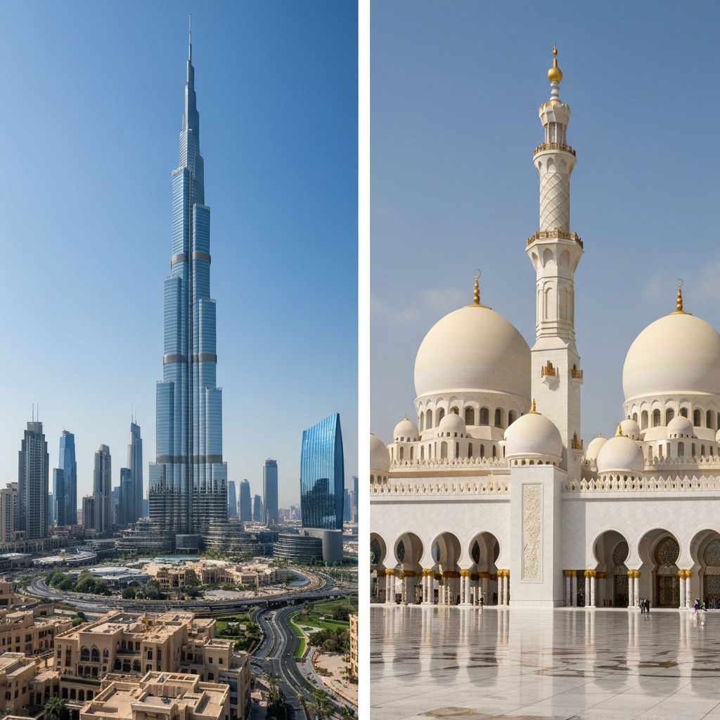 Dubai and Abu Dhabi Skyline Comparison